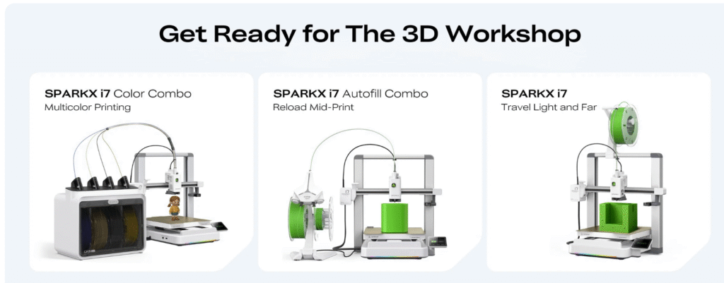 Creality SparkX i7: Beginner Guide (Specs, Price, CFS Lite, Updates) 3 SparkX i7 has 3 configurations (Single / Auto-Refill / Multicolor)