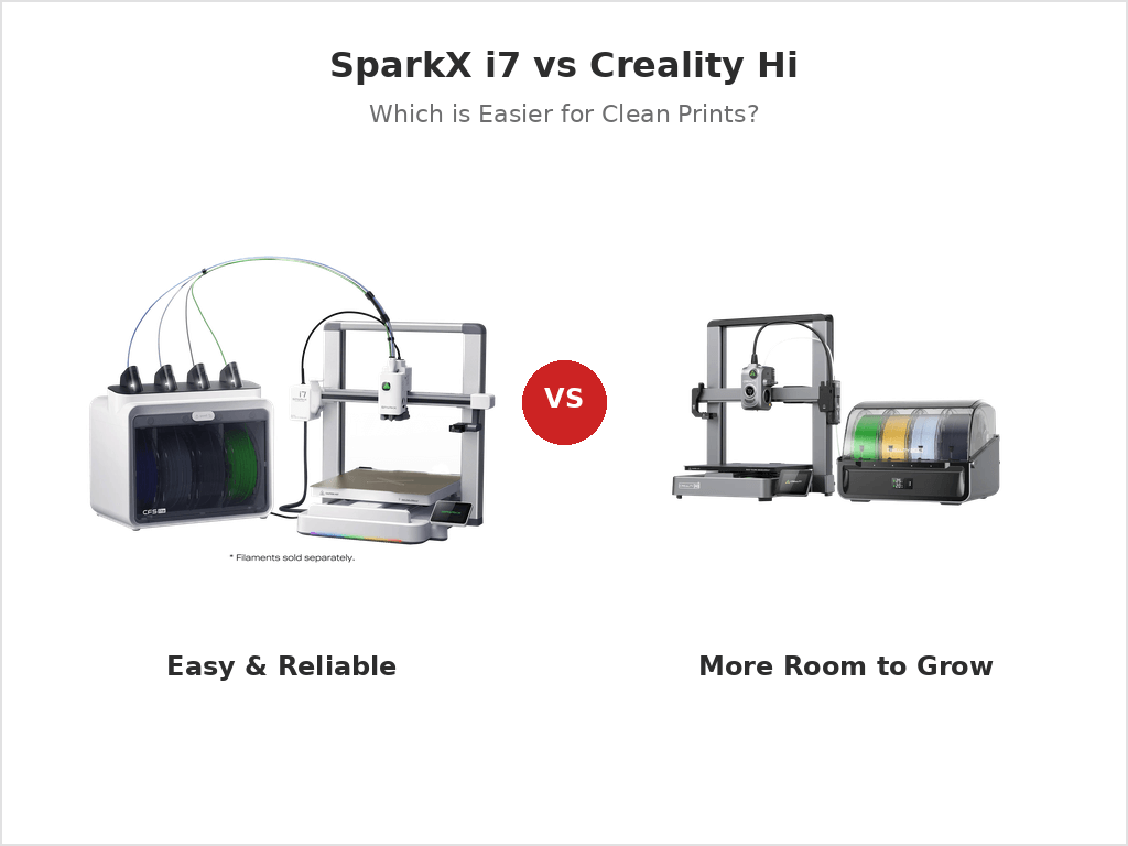 SparkX i7 vs Creality Hi: Which One Should You Buy If You Want Easy, Clean Prints? 7 SparkX i7 vs Creality Hi: Which One Should You Buy If You Want Easy, Clean Prints?
