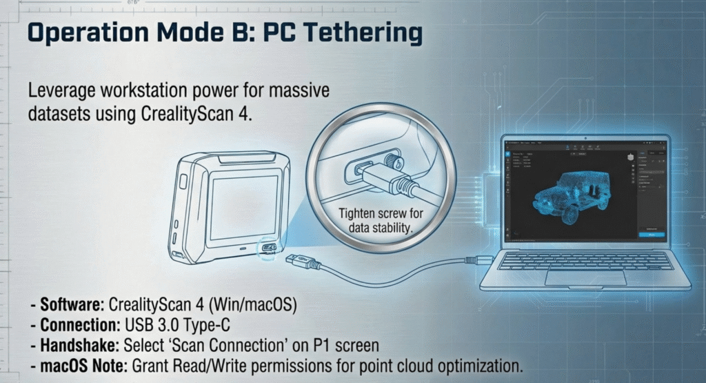 Creality Sermoon P1 vs Raptor Pro: Which 3D Scanner Fits Your Workflow? 7 Sermoon P1 PC Tethering
