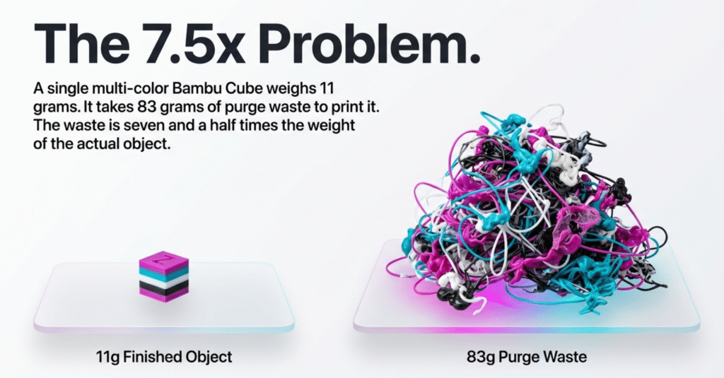 What to Do With Bambu AMS Filament Poo: 5 Options Ranked for Your Setup 2 83 grams of purge waste to produce an 11-gram finished object