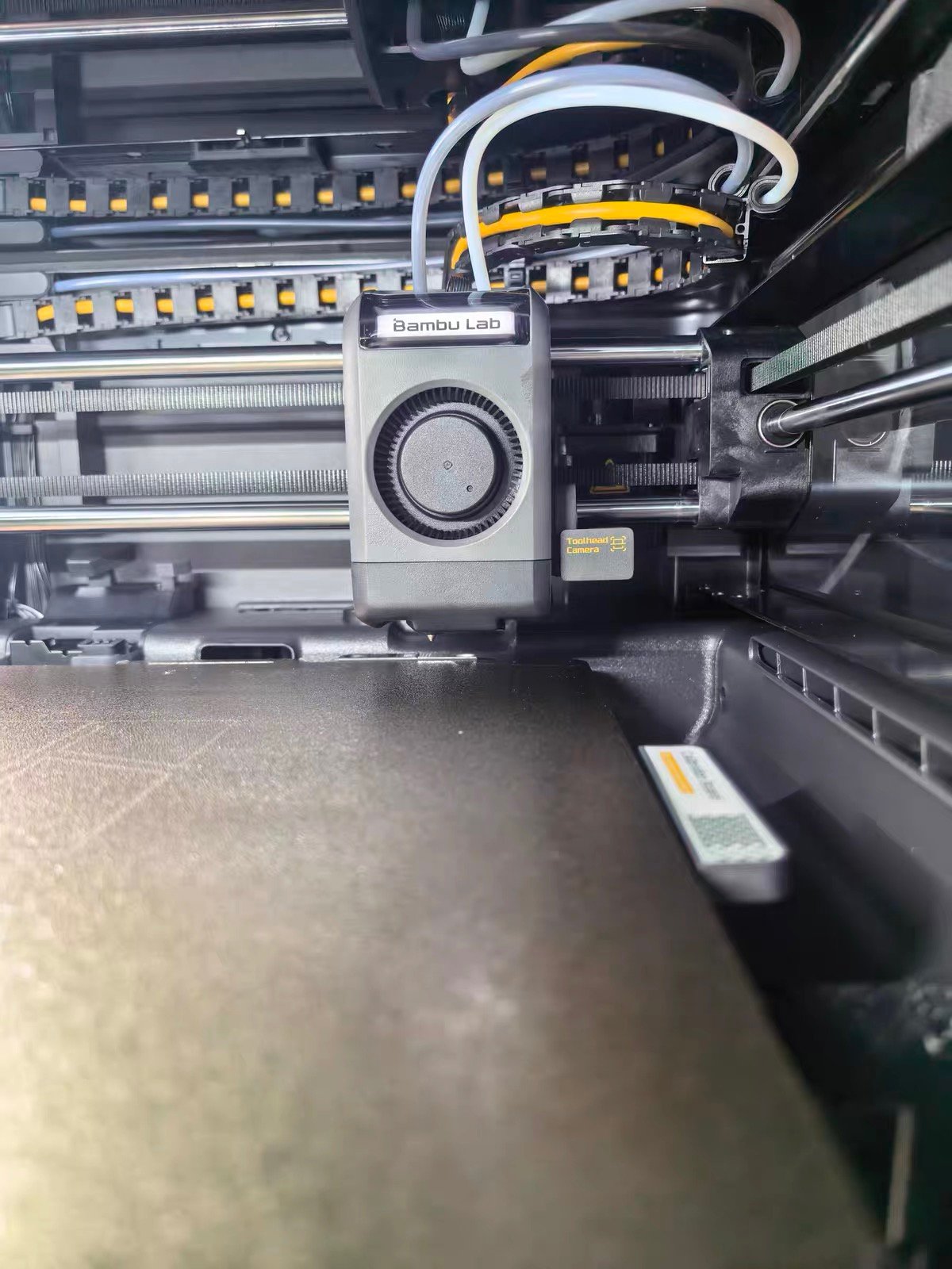 Bambu Lab X2D vs Snapmaker U1 (2026): Dual Nozzle vs Tool Changer — Which Should You Buy? 8 Bambu Lab X2D Toolhead Camera overlooking the print bed from inside