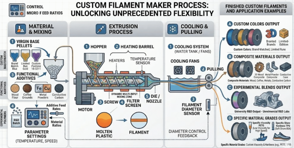 What Is a 3D Filament Maker? The Complete Guide (2026) 11 custom filament maker process