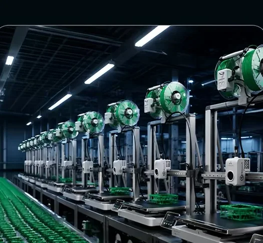 Creality Ender-3 V3 Mega: Specs, Price & Who It's Really For (2026) 4 A row of Creality Ender-3 V3 Mega printers running in a print farm