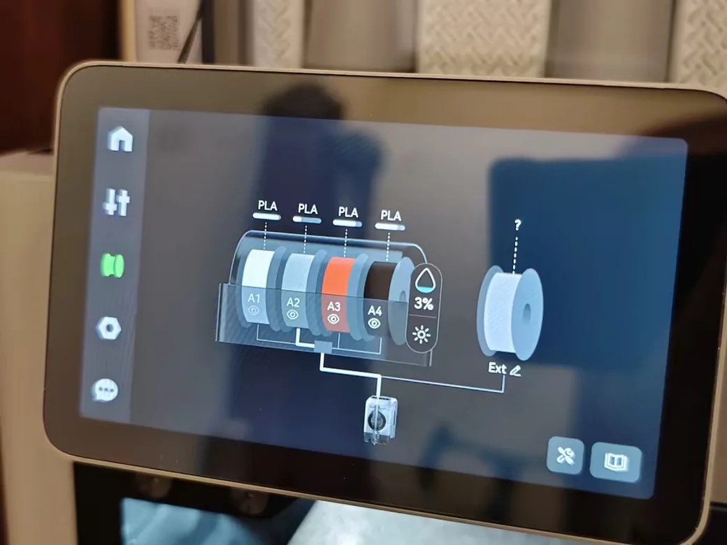 Best Slicer for 3D Printing in 2026: The Honest Pick by Printer, Not Hype 4 Bambu Lab touchscreen showing AMS filament slots during setup