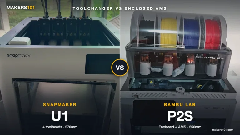 Snapmaker U1 vs Bambu Lab P2S (2026): Toolchanger Speed vs Enclosed Reliability