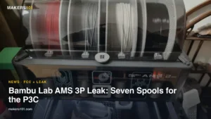 Bambu Lab AMS 3P Leak Shows a Seven-Spool Unit on Top of the P3C, Rated at 24V and 1A