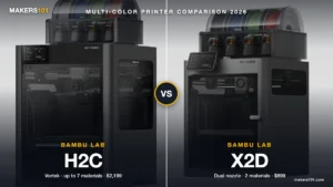 Bambu Lab H2C vs X2D (2026): Is the Vortek Multi-Color Machine Worth $1,300 More?