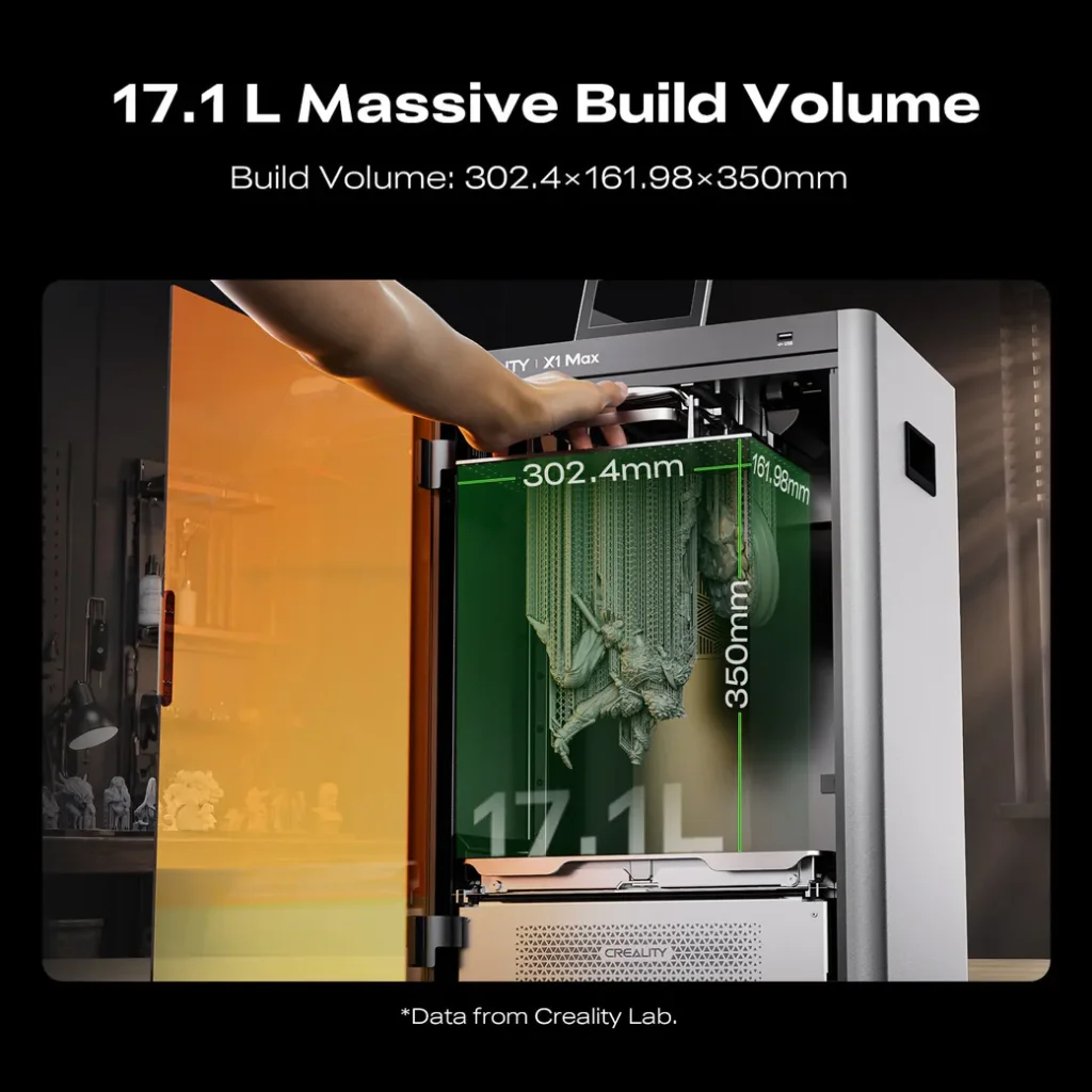Creality HALOT-X1 Max 17.1-liter build volume, 302.4 x 161.98 x 350 mm
