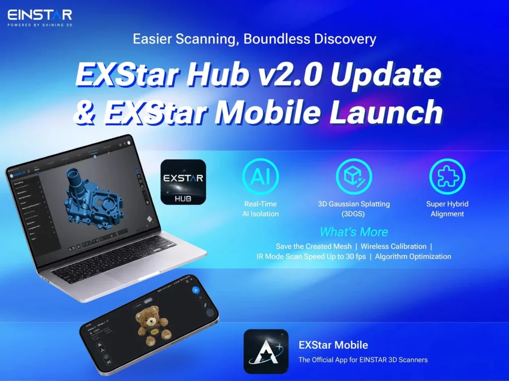 EXStar Hub 2.0 and EXStar Mobile: Faster Wireless Scans and an Android App for Einstar Rockit and Einstar 2 2 Einstar graphic listing EXStar Hub 2.0 features and the EXStar Mobile app