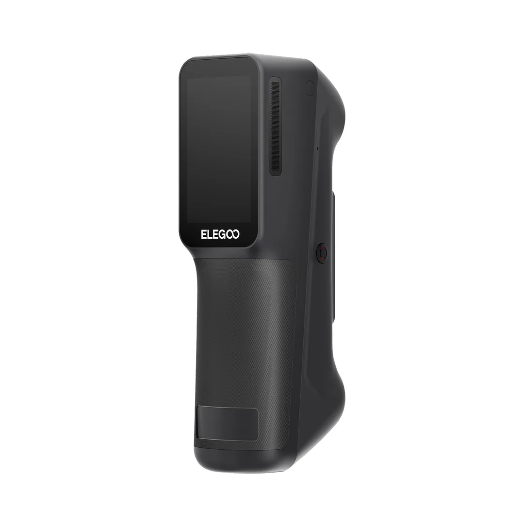 Elegoo M1 Ultra handheld 3D scanner with its touchscreen and textured grip