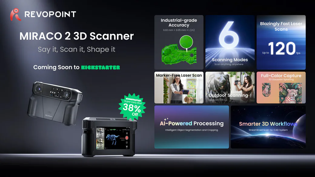 Revopoint RANGE 3 3D Scanner Starts at $369, Less Than Half the RANGE 2's Launch Price 4 Revopoint MIRACO 2 all-in-one 3D scanner promotional image